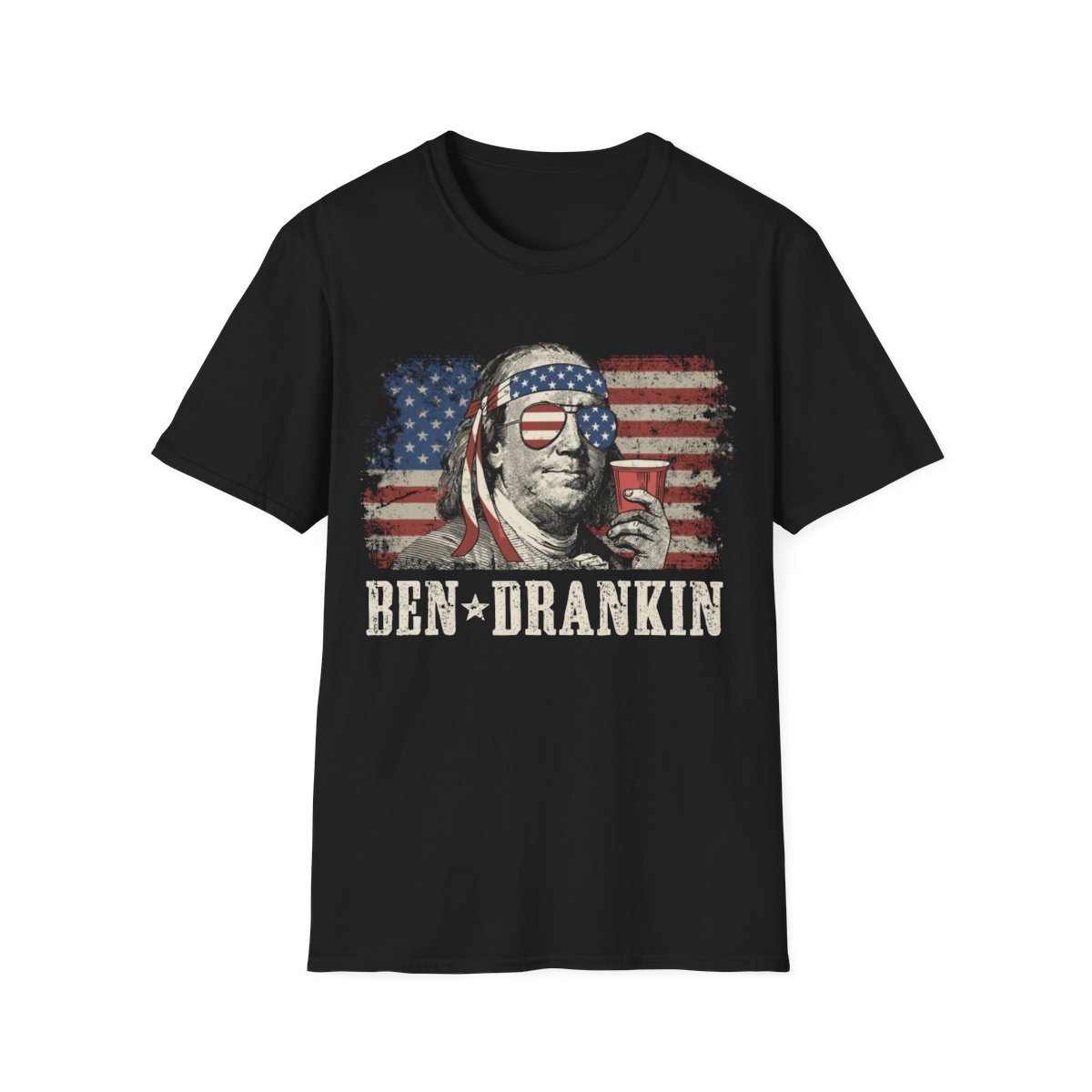 Ben Drankin Beer 4th of July Vintage Flag Funny T-Shirt